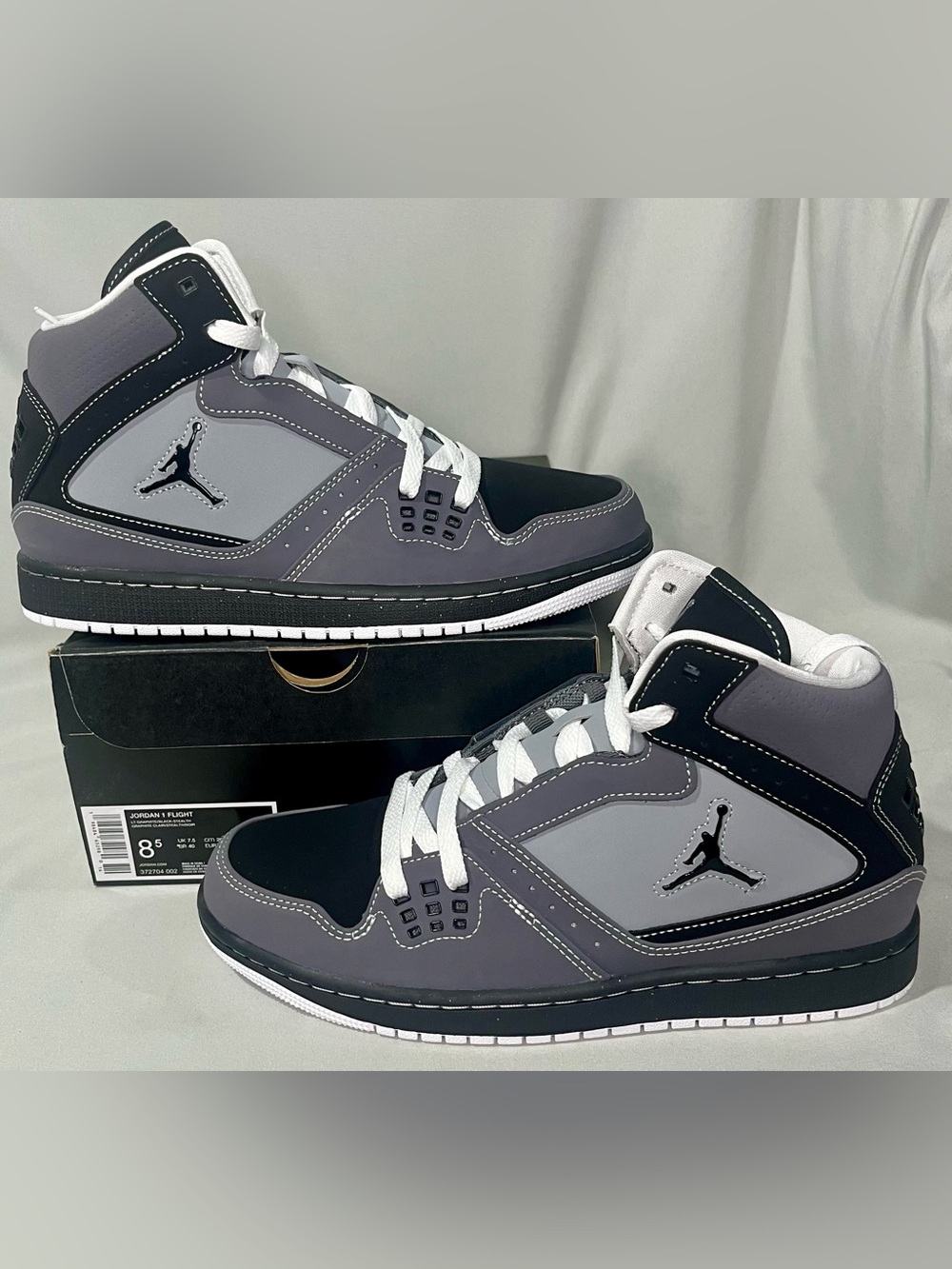 Jordan 1 Flight Sneakers in Gray and Black